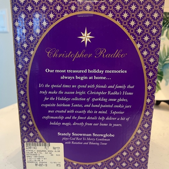 Christopher Radko Snowman Snow Rotation Blowing Snow Globe Wind Up Music 2013 - Picture 3 of 6